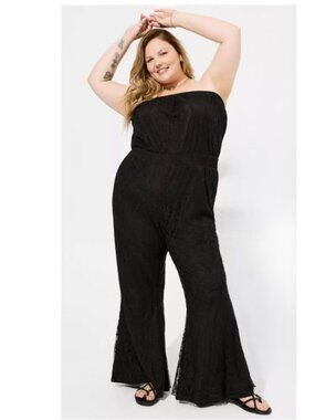 Torrid NEW 1X 1 14 16 Festi Black Lace Jumpsuit Strapless Party Cocktail